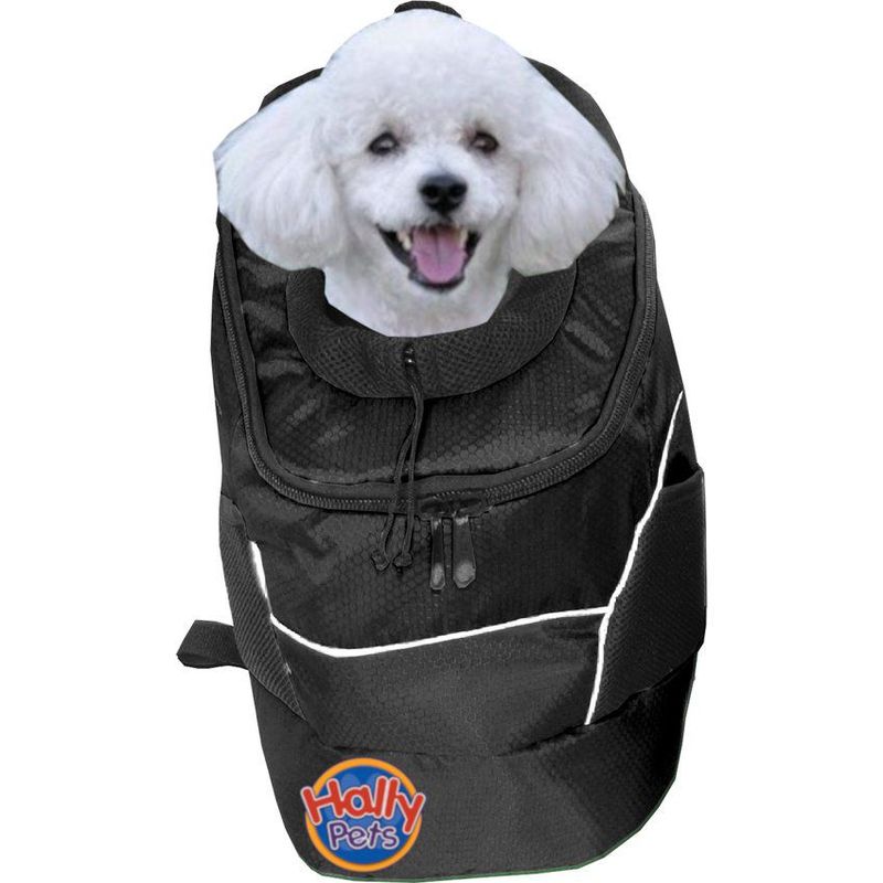 HALLY PET - Morral cargador ventana grande 28 cm x 48 cm x 18 cm negro
