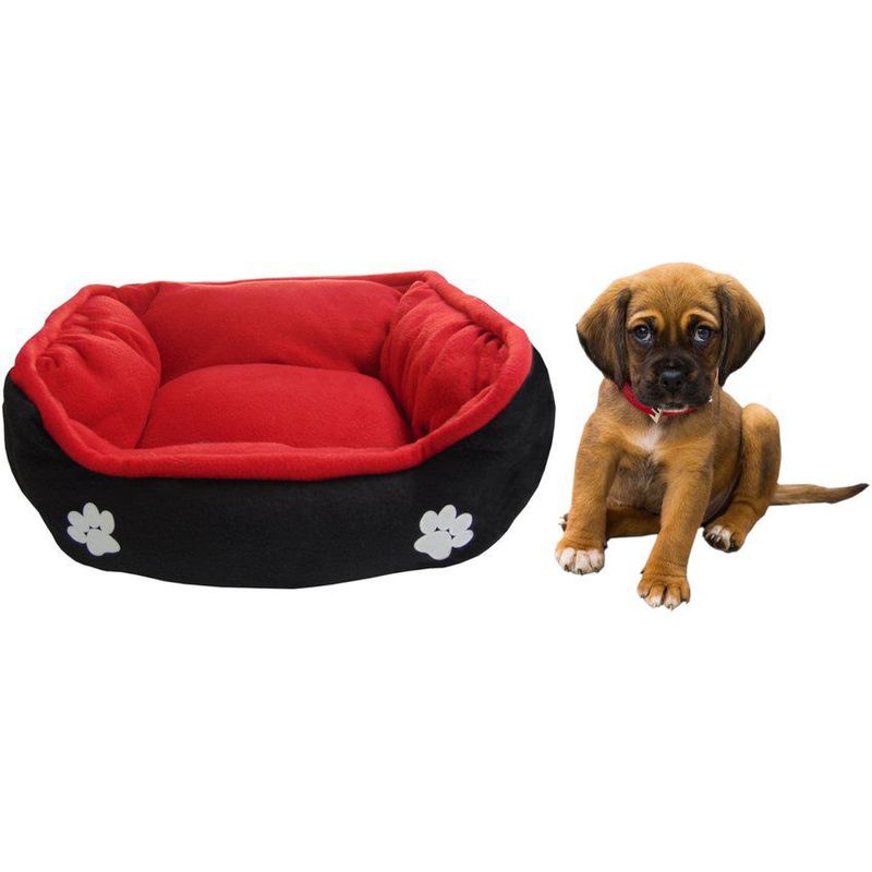 HALLY PET - Cama mediana doble faz para mascota roja