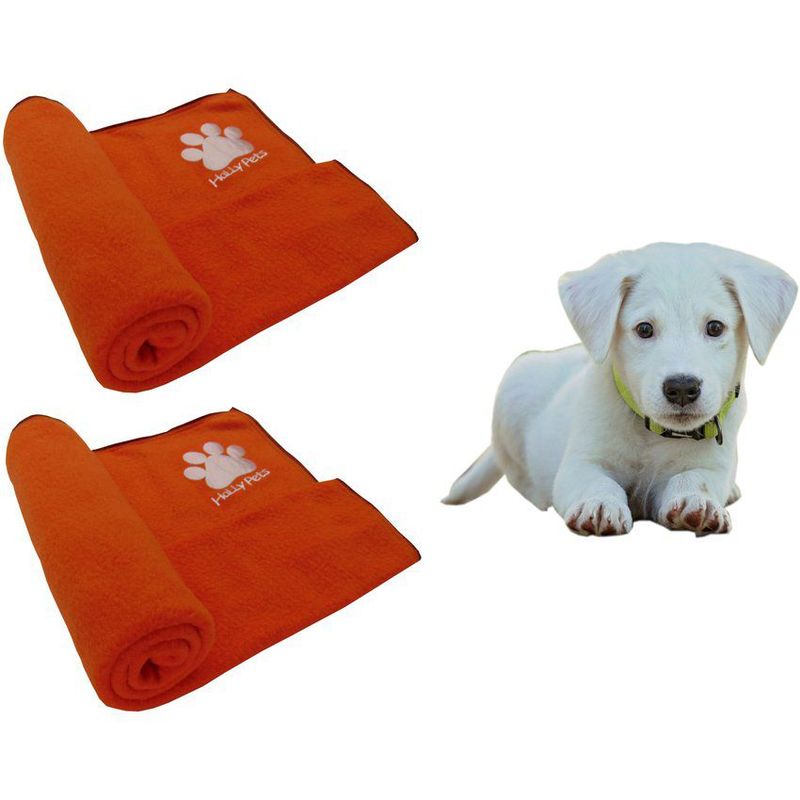 HALLY PET - Dos cobijas térmicas grandes 120cm x 70cm naranja