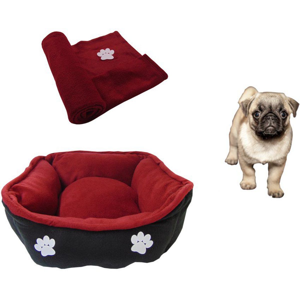 HALLY PET - Cama mediana doble faz + cobija térmica mediana