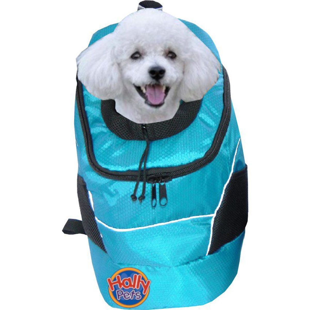 HALLY PET - Morral cargador ventana grande 28 cm x 48 cm x 18 cm celeste