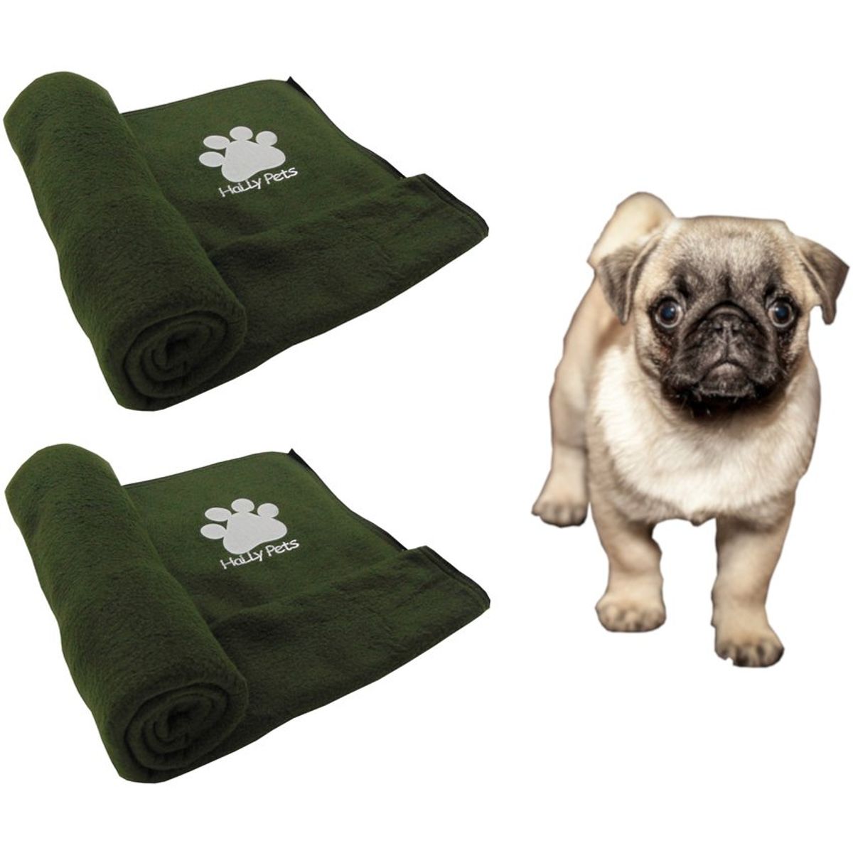 HALLY PET - Dos cobijas térmicas medianas 70cm x 70cm verde
