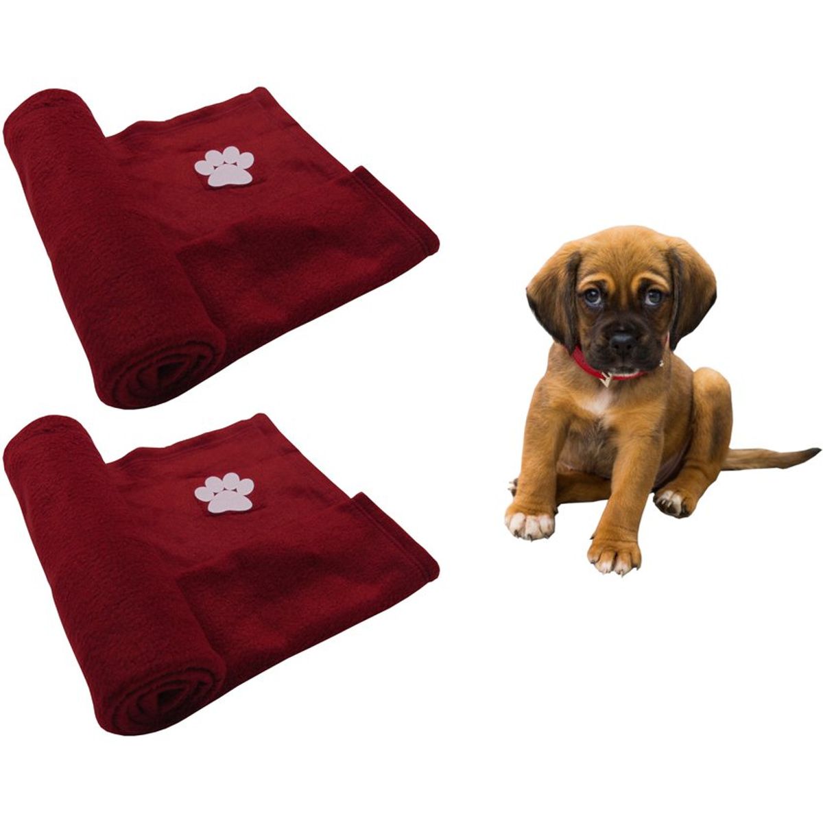 HALLY PET - Dos cobijas térmicas grandes 120cm x 70cm vinotinto