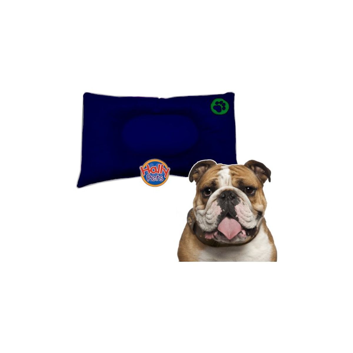 HALLY PET - Colchón premium grande huella bordada mascota Azul Oscuro