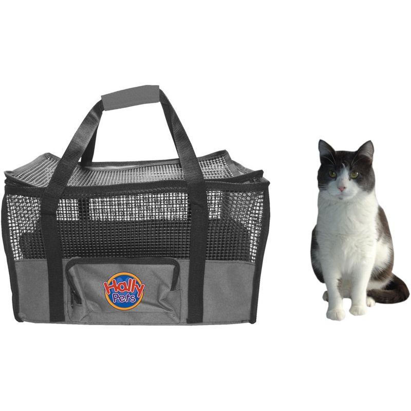 HALLY PET - Maletín cargador mediano 42 cm x 26 cm x 24 cm gris