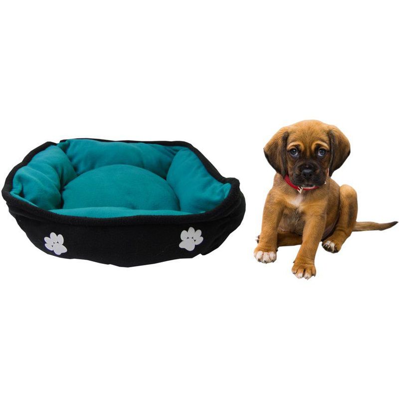 HALLY PET - Cama mediana doble faz para mascota celeste