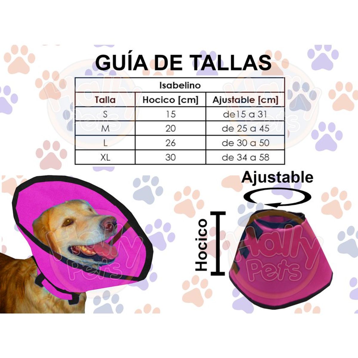 HALLY PET - Collar Isabelino Talla L Rosado