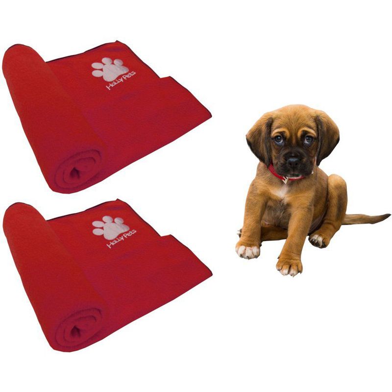 HALLY PET - Dos cobijas térmicas grandes 120cm x 70cm rojo