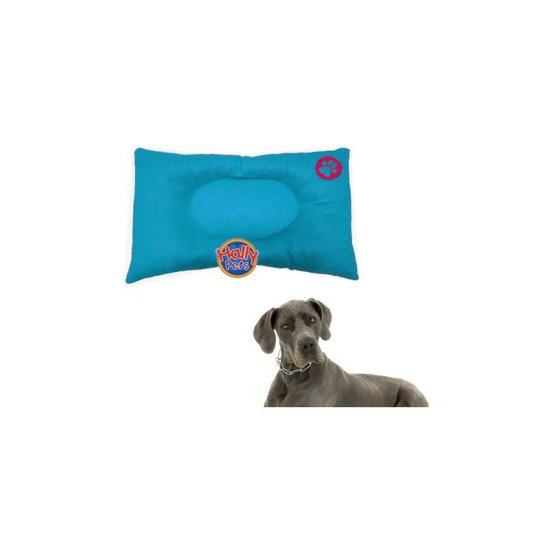 HALLY PET - Colchón premium gigante huella bordada para mascota celeste