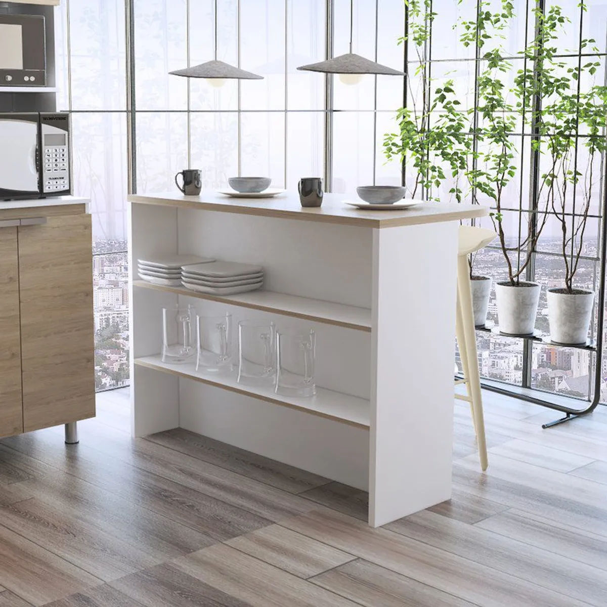 RTA MUEBLES - Barra auxiliar fendi rovere/bl 90x120 rta muebles brb 4346_.