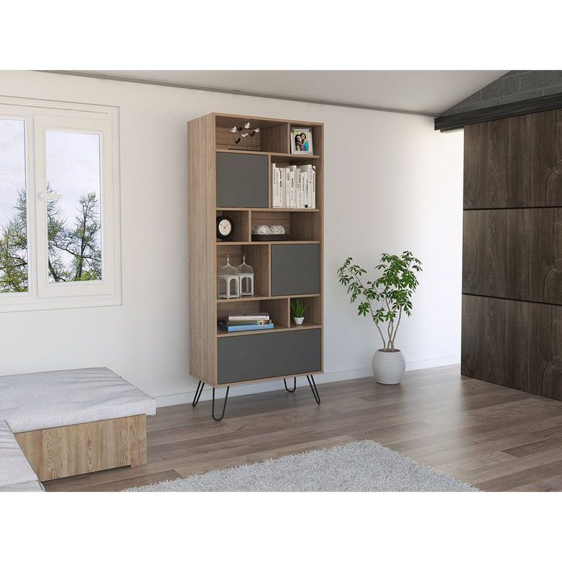 RTA MUEBLES - Biblioteca vassel  rta muebles bmp 3362 miel + plomo