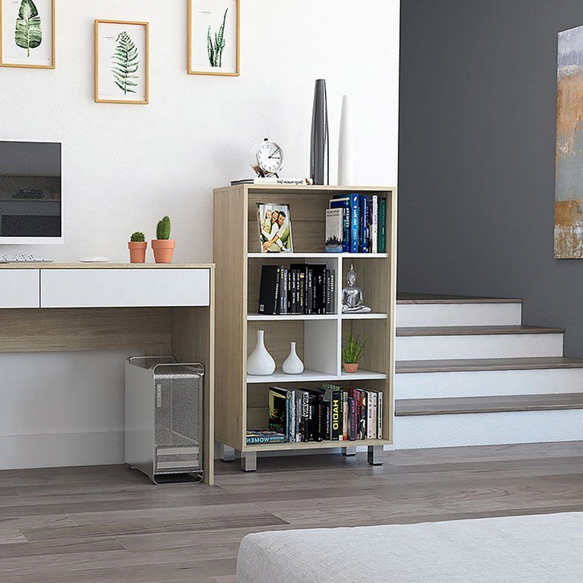 RTA MUEBLES - Biblioteca bellagio  brb 3204 rovere + blanco RTA