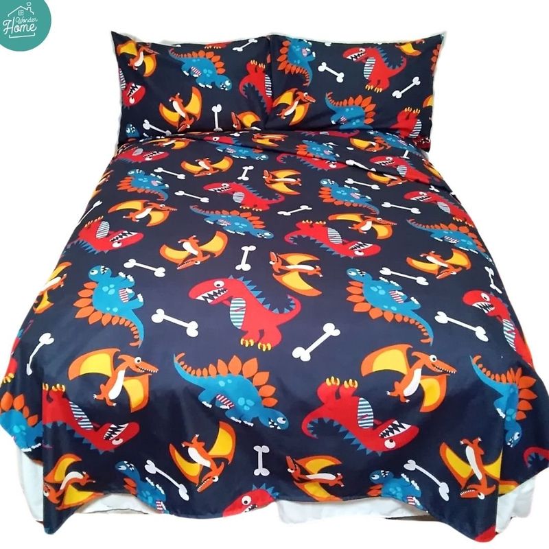 WONDER HOME - Juego Sábanas Infantil niños-niñas - Dinosaurios cama Sencilla_.