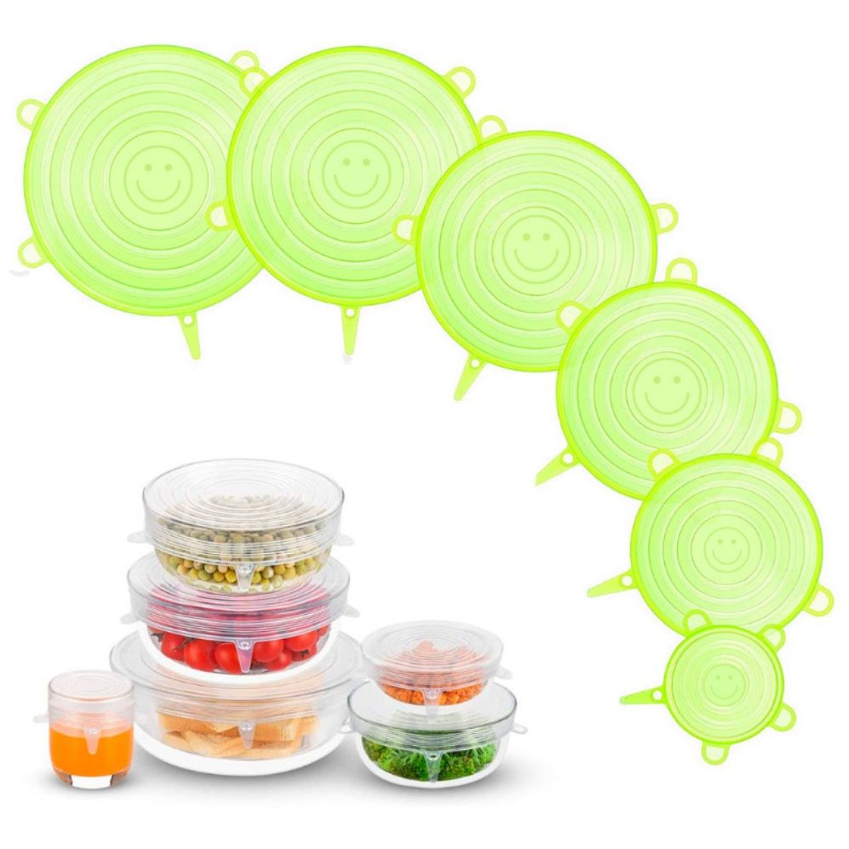 GENERICO - Setx6 Tapas De Silicona Reutilizables Elásticas Redondas Alimentos