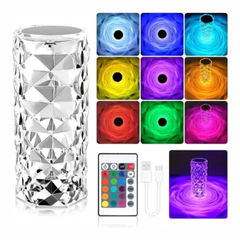 GENERICO - Lampara De Mesa Touch Tactil Control Remoto Rose Diamond.