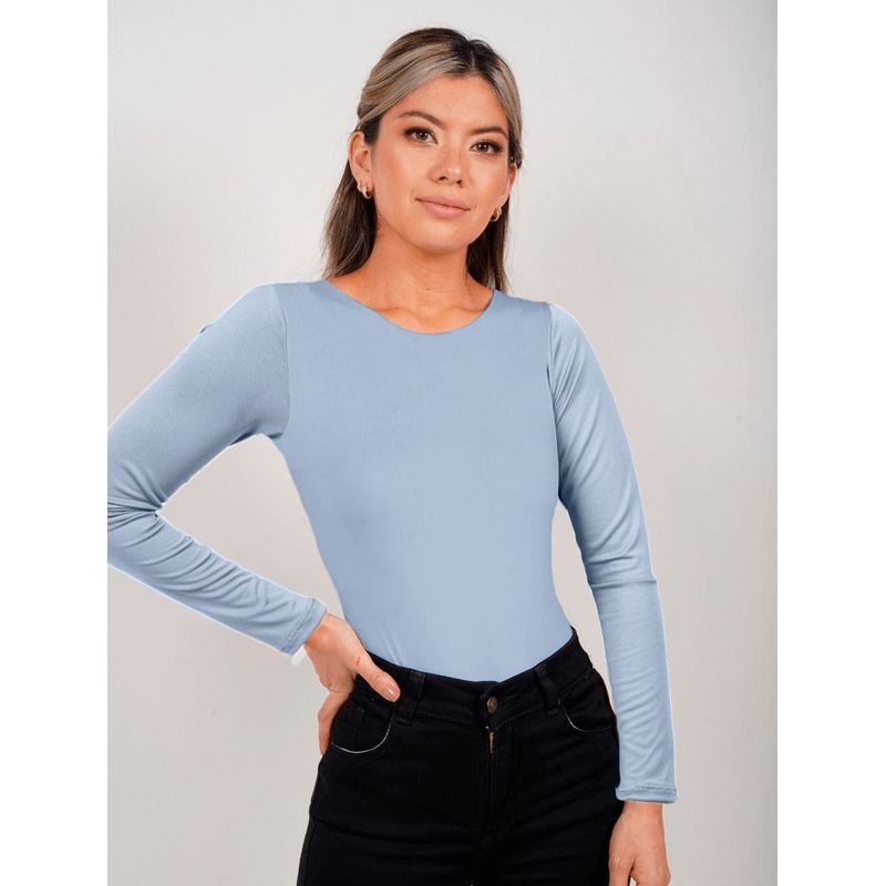 MOLGOA - Body Azul Bebé Cuello Redondo Manga Larga - Rebeca Azul Bebé