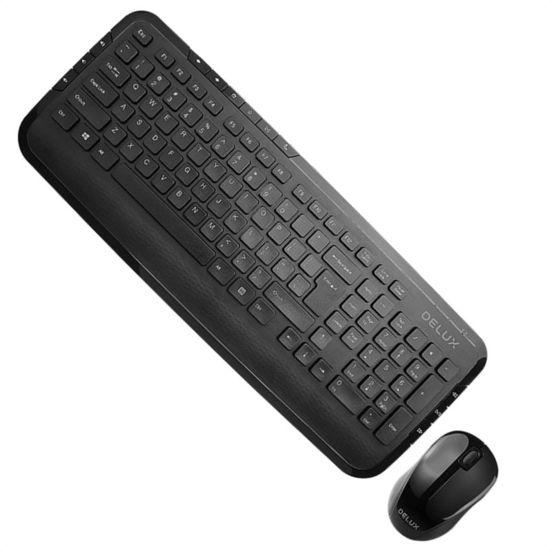 DELUX - Combo Inalámbrico DELUX Teclado Multimedia  Mouse - Negro