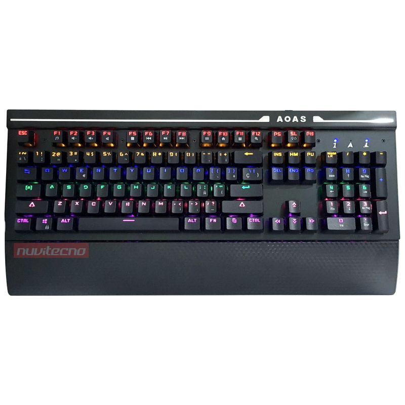 GENERICO - Teclado gamer Aoas AS-808 QWERTY inglés US color negro con luz RGB