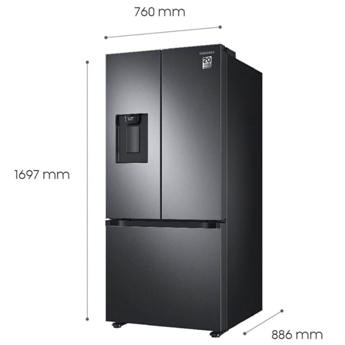 SAMSUNG - Nevecon Samsung Tipo Europeo 625 Lts Negro RF22A4220SG/CO