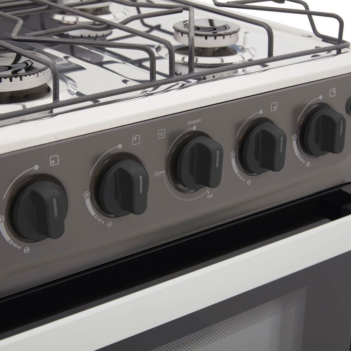 HACEB - Estufa Haceb 4 Ptos Gas Ee Plata - Mesa Acero Inox Encend Elect