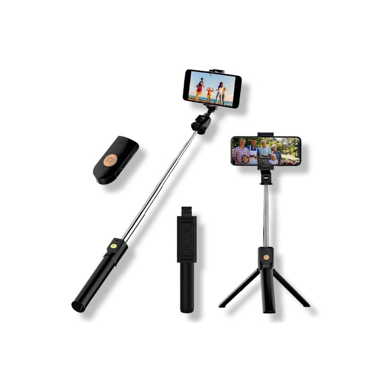 GENERICO - Selfie stick con control remoto bluetooth y base t