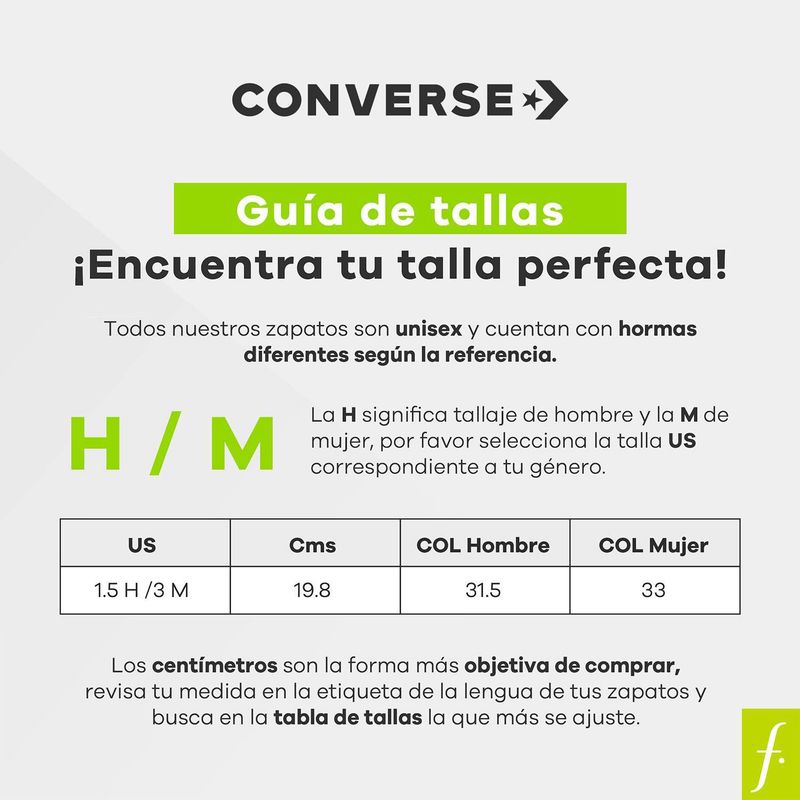 Tenis Converse Tallaje Converse En Centimetros Converse