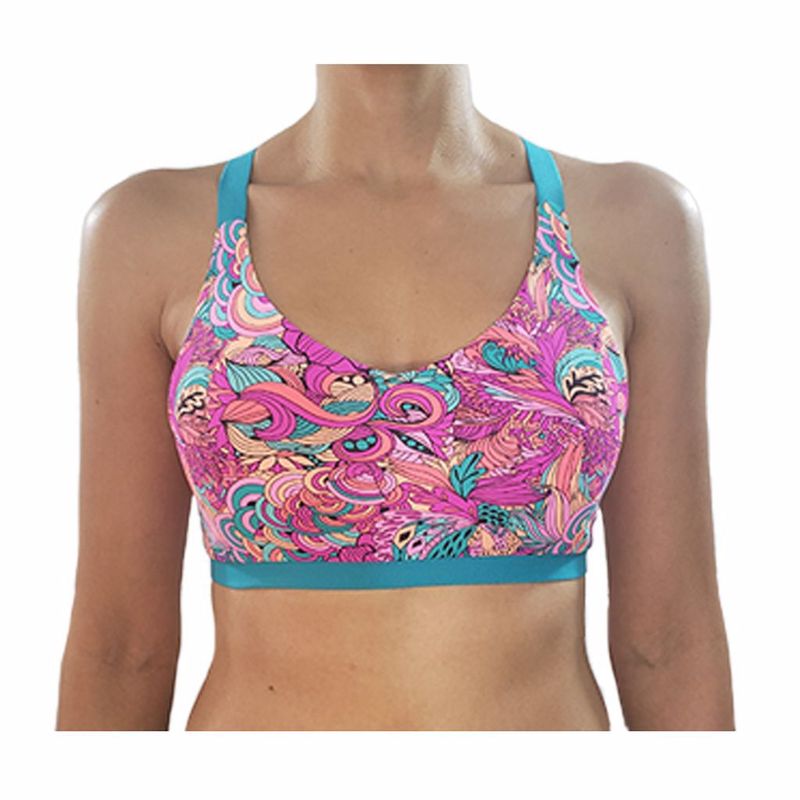 TYKHE - Top Deportivo Estampado Alta Sujeción Tykhe Violet Rosado Magenta