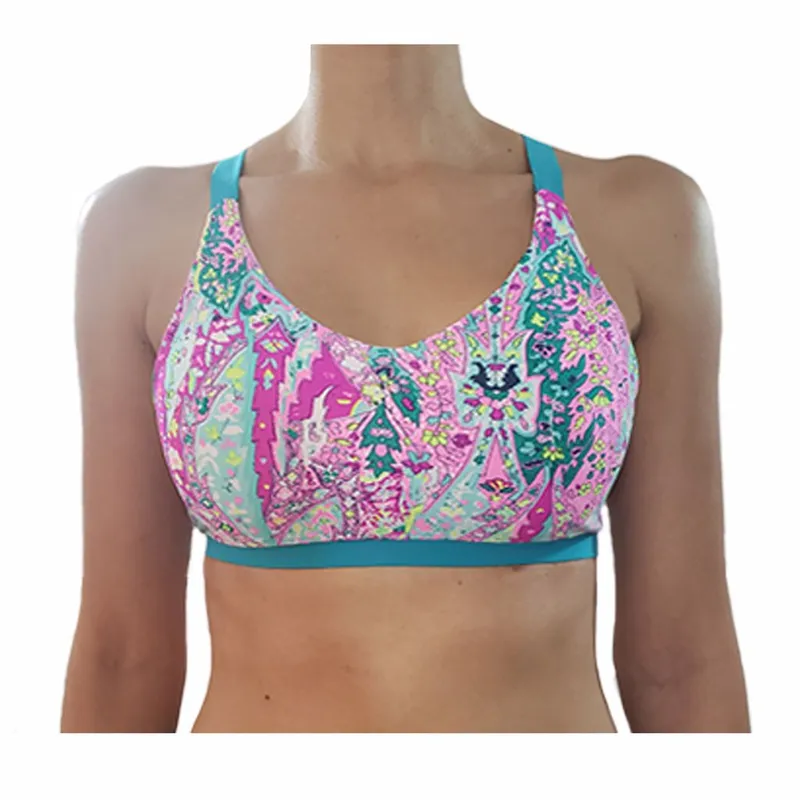 TYKHE - Top Deportivo Estampado Alta Sujeción Tykhe Chloe Azul Claro Menta
