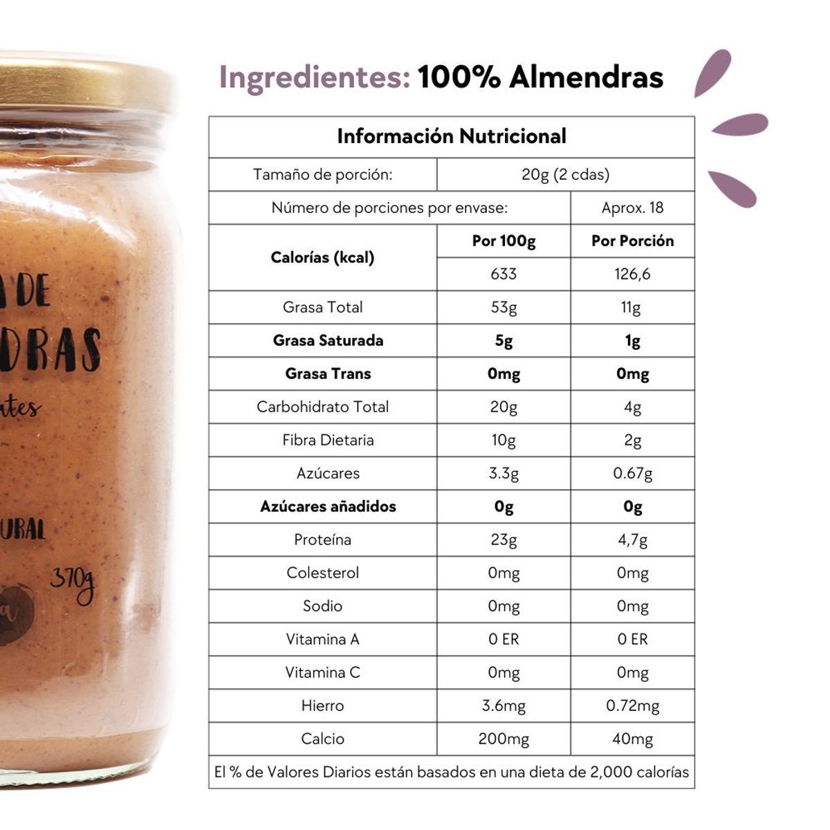 CACAHUATES - Crema de Almendras Natural 370g - CACAHUATES