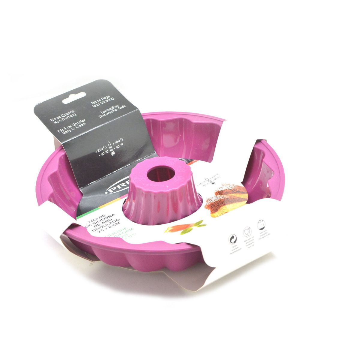 PRESS - Molde de Silicona con Aro Ondulado Tortas 23x6 cm PRESS 77305 - Fucsia