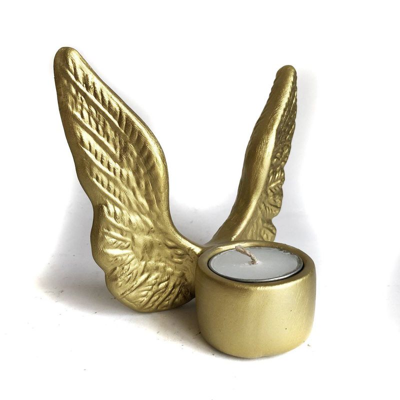EGG PRODUCTOS DE PAZ - Portavela Alas de Angel  Doradas + 5 velas