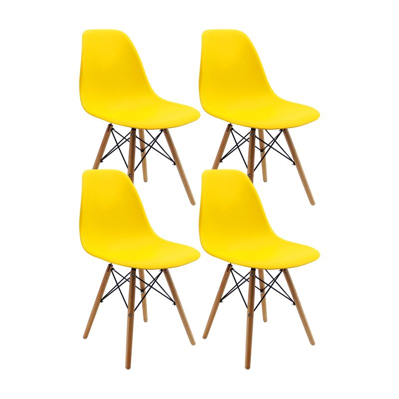 BOXBIT - Kit x4 Sillas DKR Tipo Eames Amarillas
