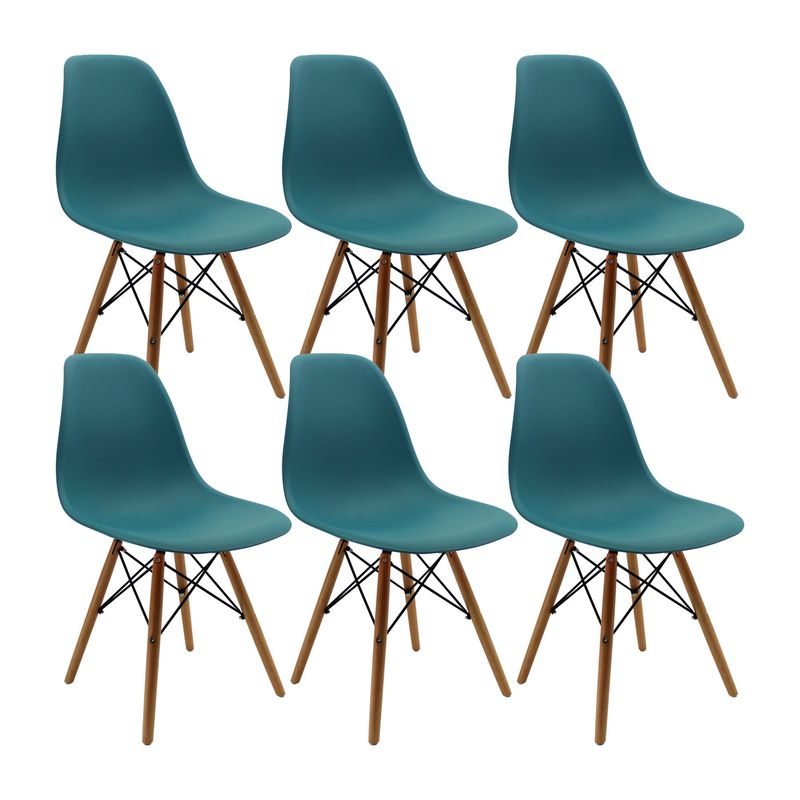 BOXBIT - Kit x6 Sillas DKR Tipo Eames Azul Petróleo