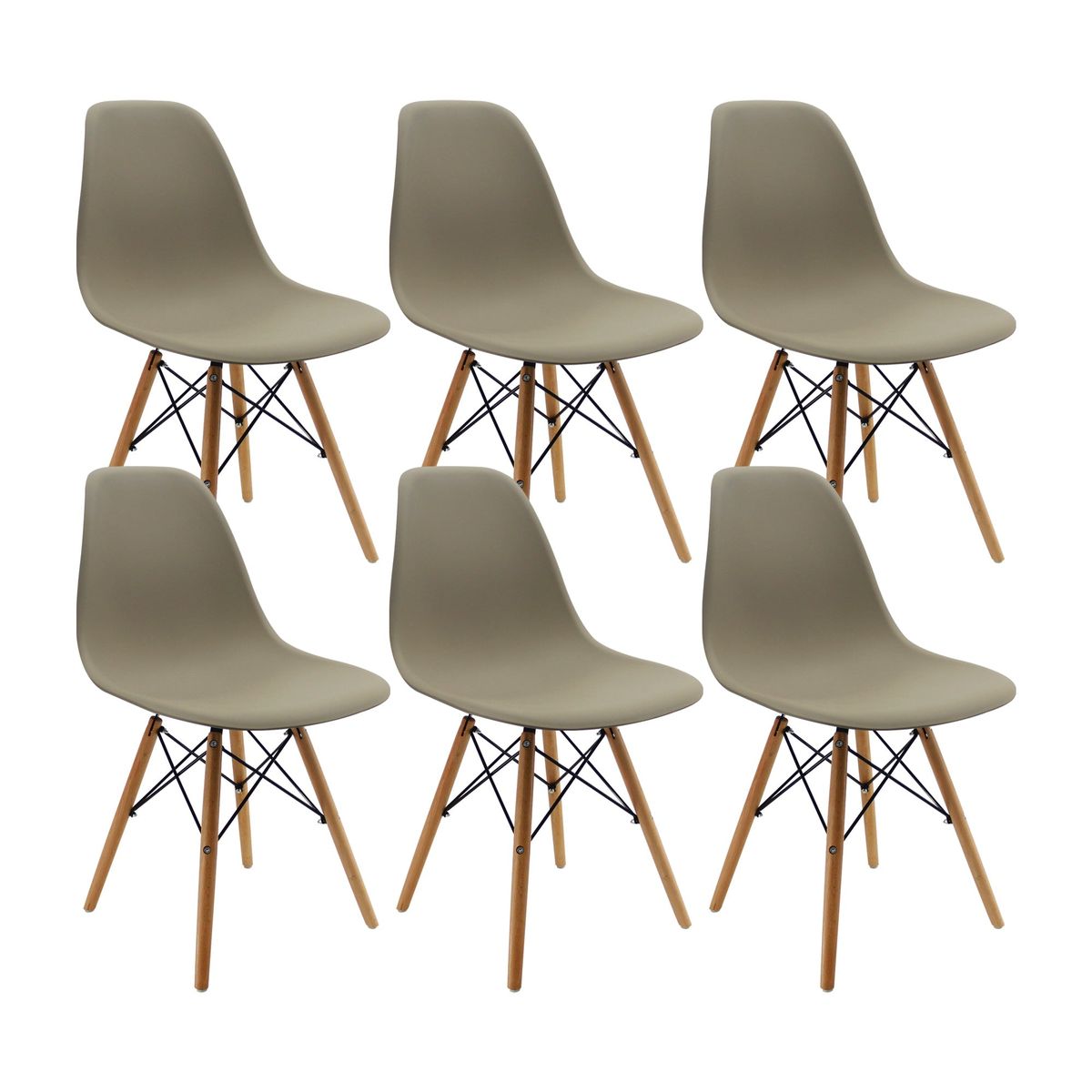 BOXBIT - Kit x6 Sillas DKR Tipo Eames Beige