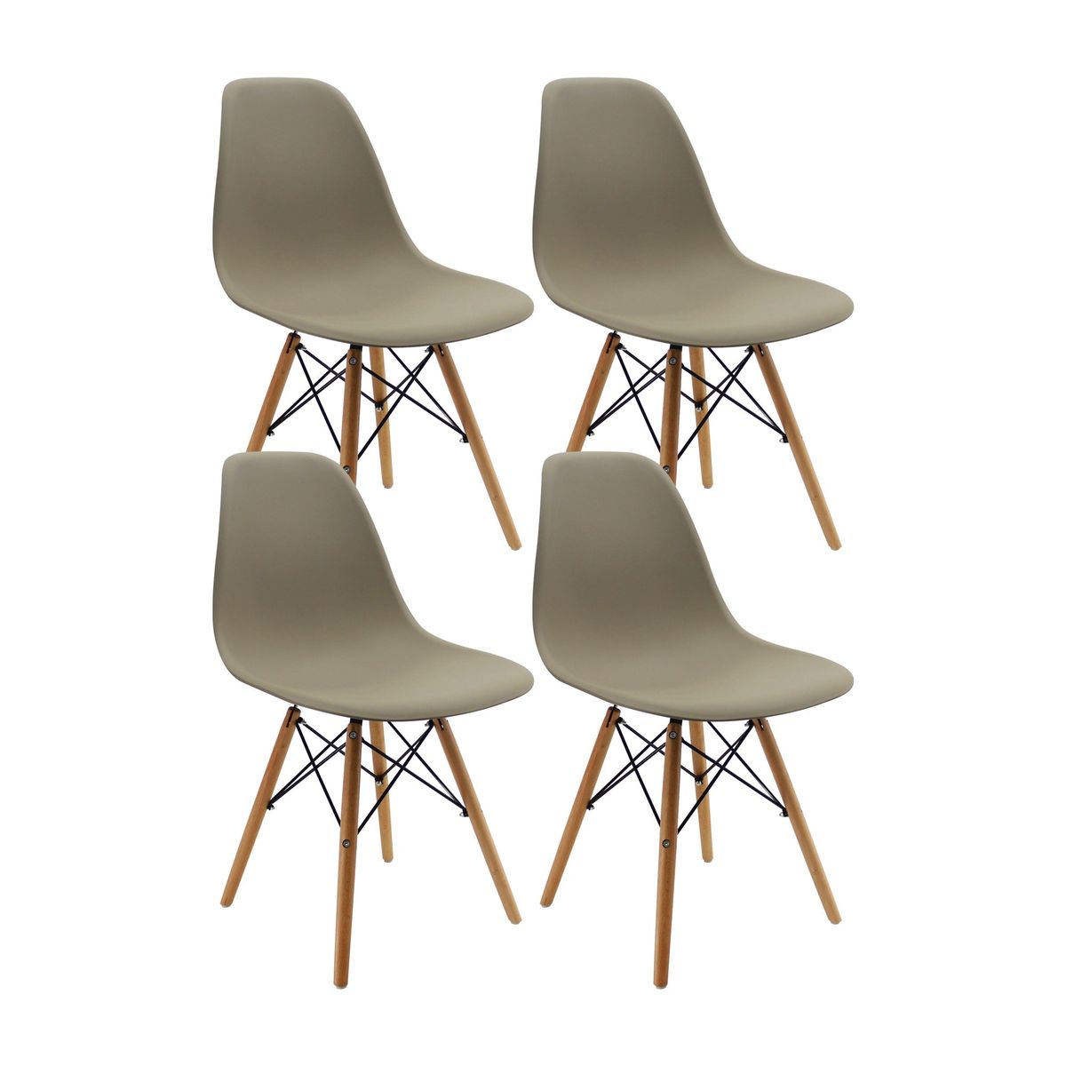 BOXBIT - Kit x 4 Sillas Tipo Eames PREMIUM Beige