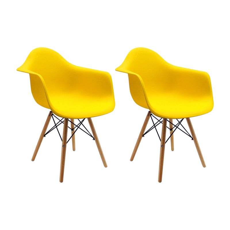 BOXBIT - Kit x2 Sillas DKR Tipo Eames con Brazos Amarillas