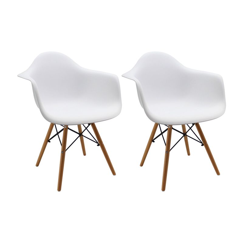 BOXBIT - Kit x2 Sillas DKR Tipo Eames con Brazos Blancas