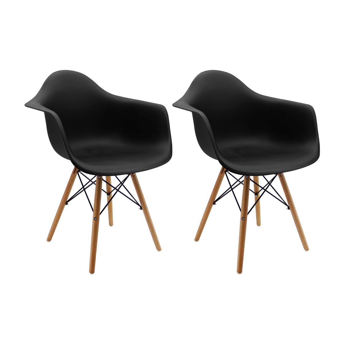 BOXBIT - Kit x2 Sillas DKR Tipo Eames con Brazos Negras