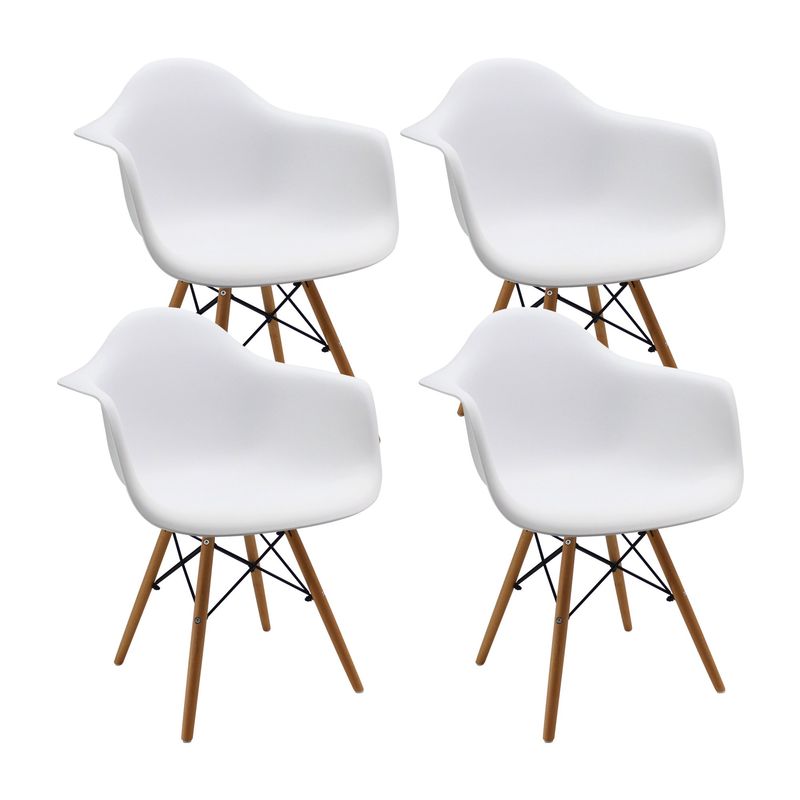BOXBIT - Kit x4 Sillas DKR Tipo Eames con Brazos Blancas