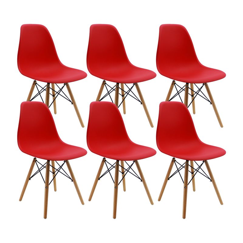 BOXBIT - Kit x 6 Sillas DKR Tipo Eames PREMIUM Rojas
