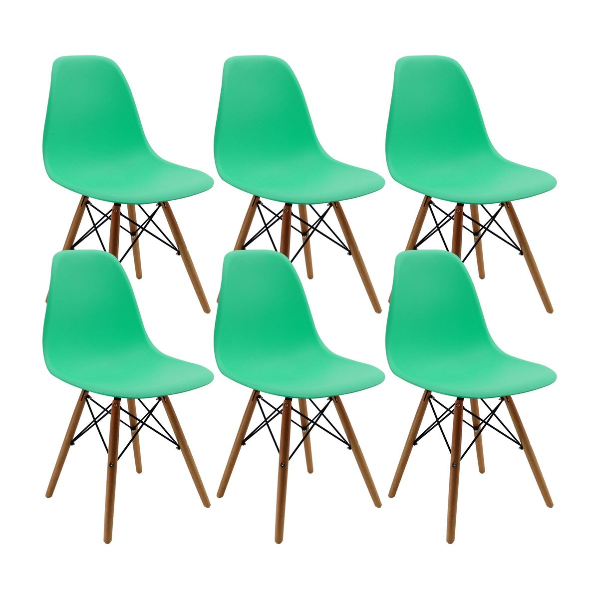 BOXBIT - Kit x 6 Sillas DKR Tipo Eames PREMIUM Verde Menta