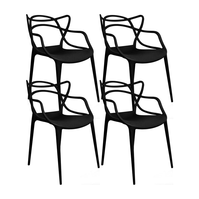 BOXBIT - Kit x4 Sillas Solna para comedor jardín Negras