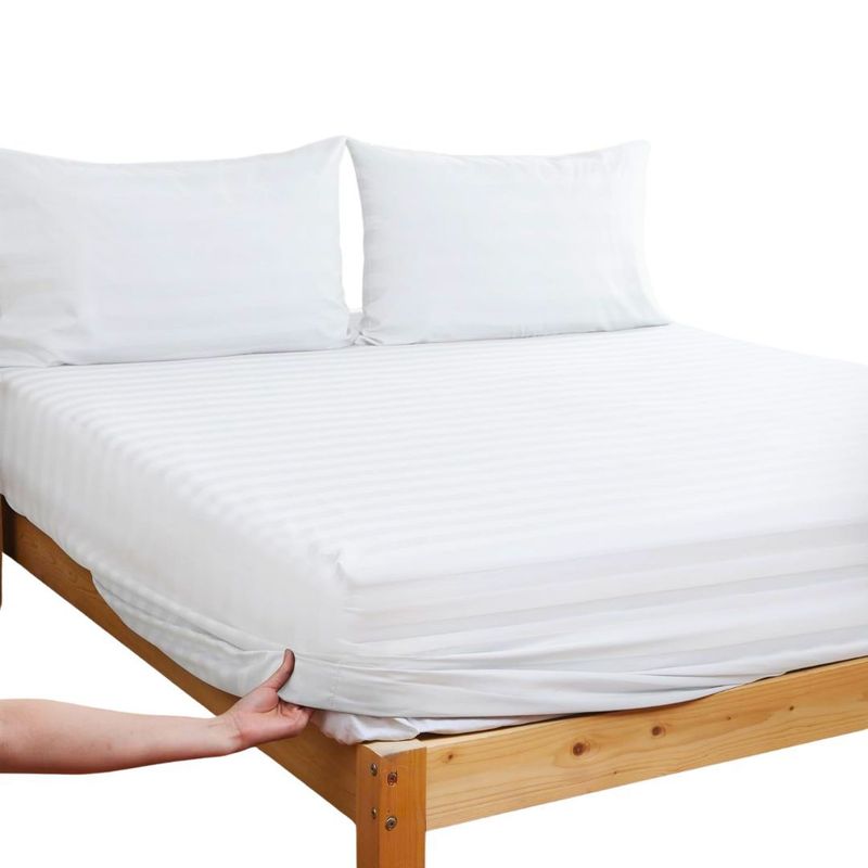 WONDER HOME - Sábana ajustable + 2 fundas  Blanco Cama King microfibra suave_.