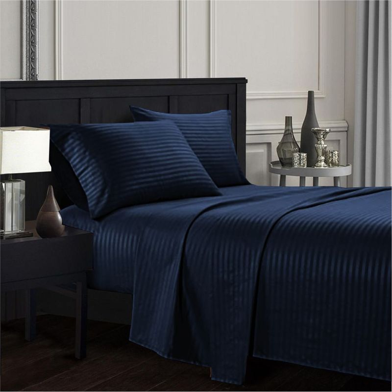GENERICO - Juego de Sábanas Stripes Semidoble Bella Home Azul Navy