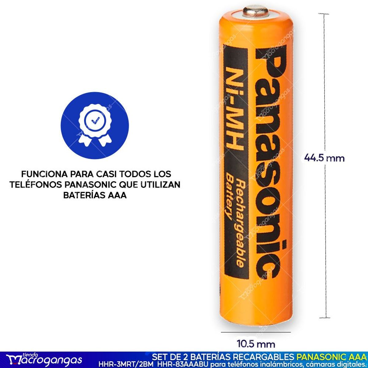 PANASONIC - Pilas Baterias Recargable Panasonic Aaa 12v 830mah Pack X2