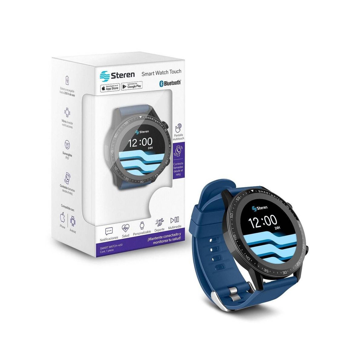 STEREN - Reloj Smartwatch Bluetooth Inteligente Altavoz Steren 400