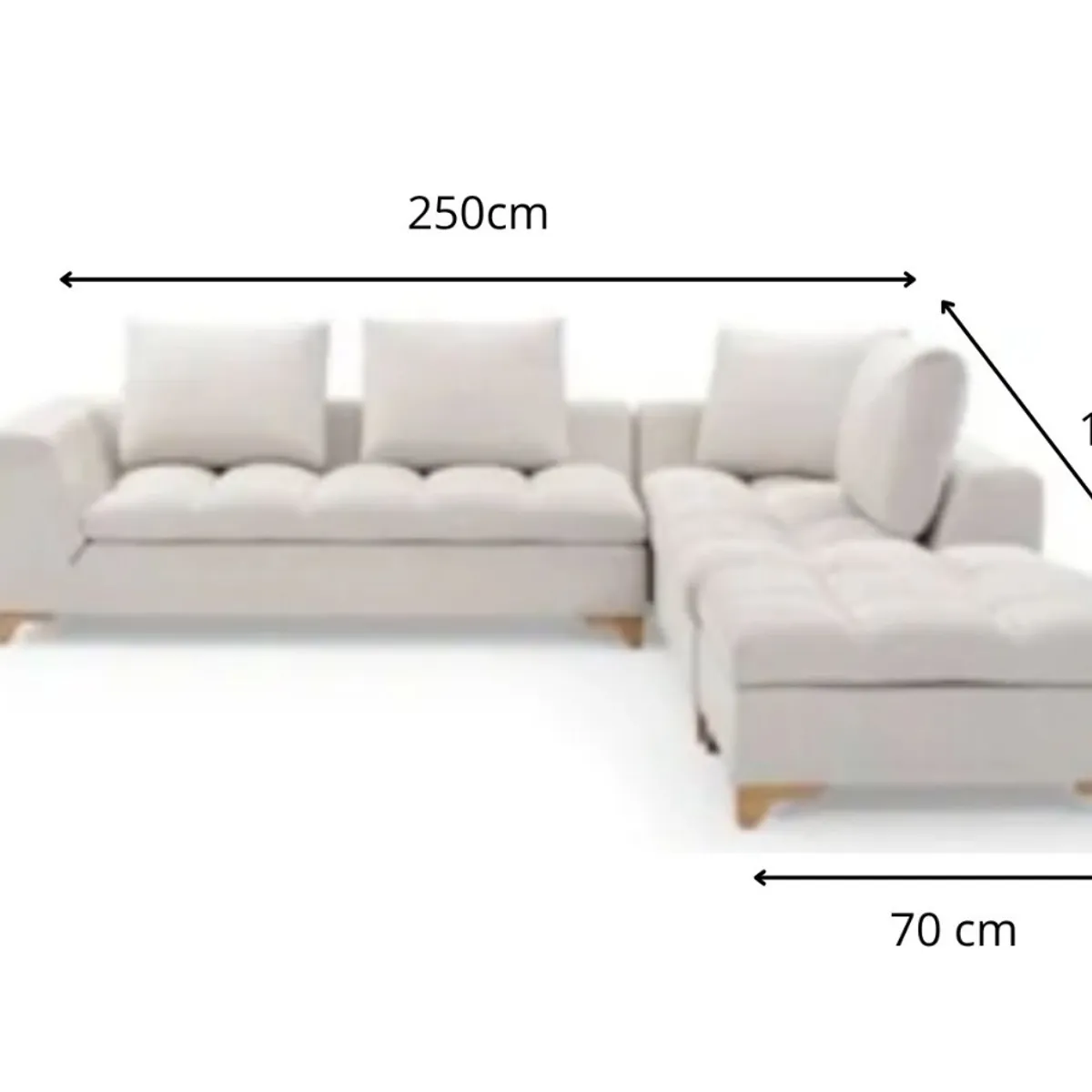 GENERICO - Juego de Sala en L París Blanco + Cojines + Puff