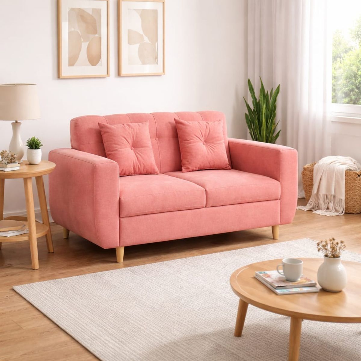 ACQUA MUEBLERIA - Sofá Burgos de 2 puestos Tela Guayaba