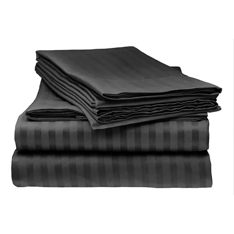 ZHOPI CO - Juego Sabanas Cama KING Unicolor Negro de Lujo