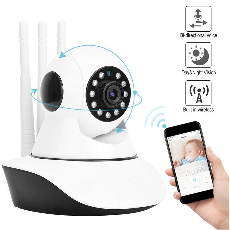 GENERICO - Cámara De Seguridad Ip Wifi Robot 1080p Full Hd 360° 3 Anten